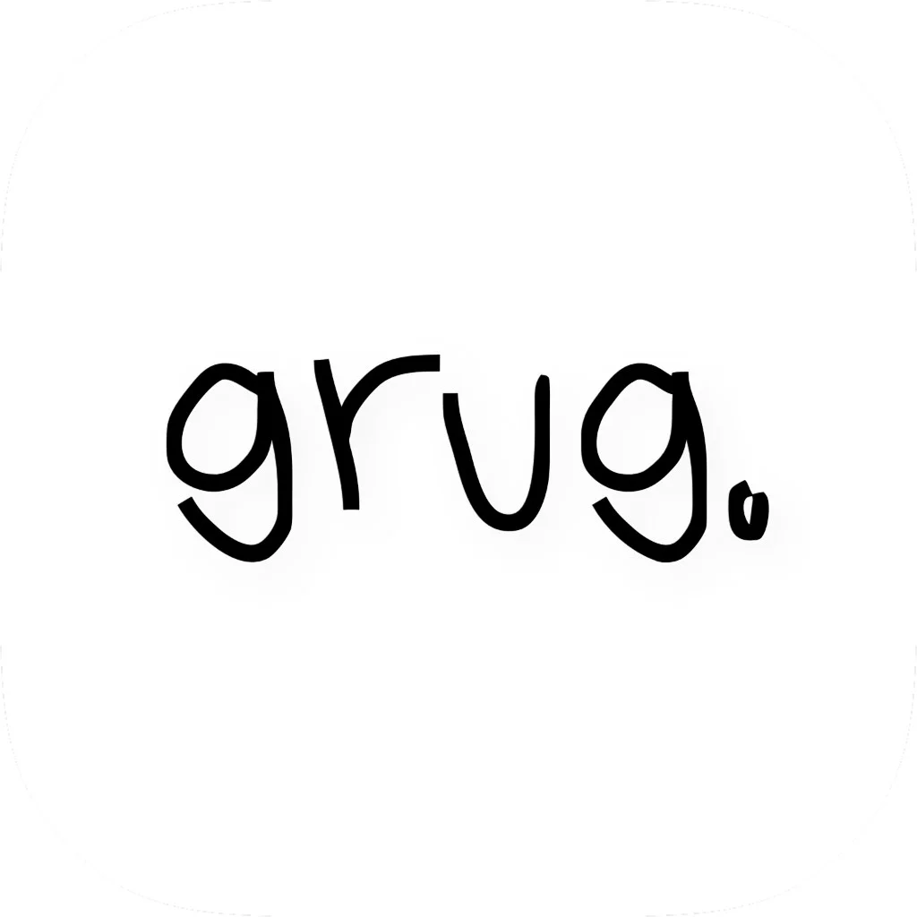 The official grug app icon with its handwritten wordmark