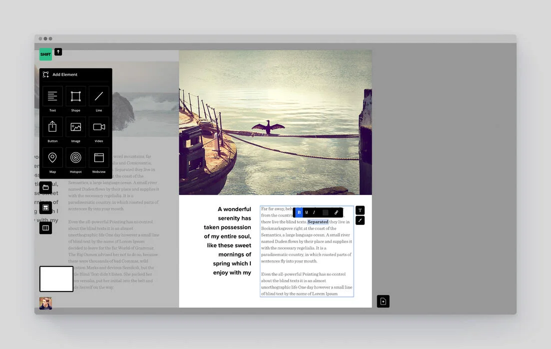 The original Prss magazine publishing interface